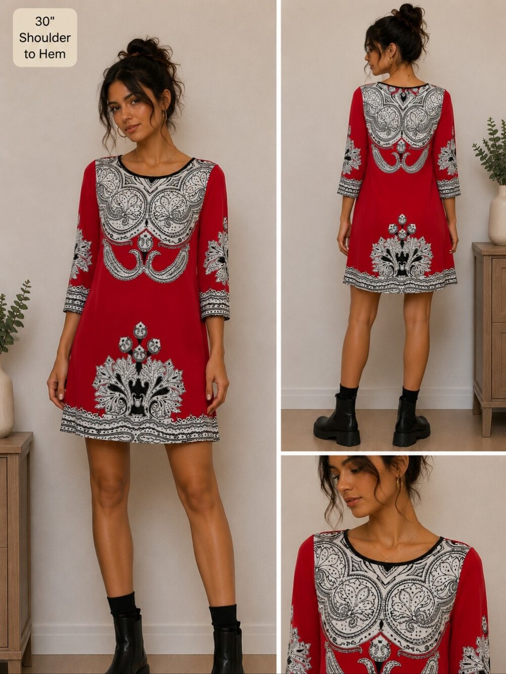 Ella Samani Size M Red Sparkle Tunic